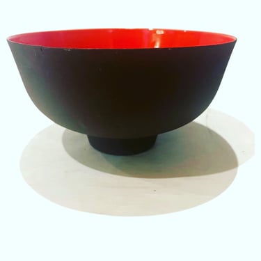 Danish Modern Orange Enamel Krenit Bowl by Herbert Krenchel for Torben