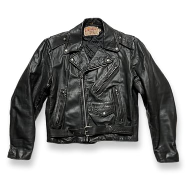 Vintage EXCELLED Black Leather Motorcycle Jacket ~ size 40 Reg 