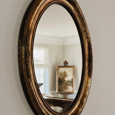 Antique French Gilt Mirror, Oval 