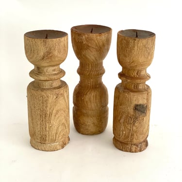 Rustic Salvaged Architectural Wood Candleholder Organic Modern 