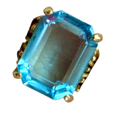 Huge Agua Blue Crystal Cocktail Ring Size 6