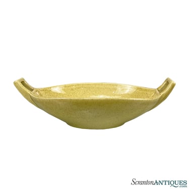 Mid-Century Atomic Porcelain Yellow Speckled Centerpiece Handle Bowl