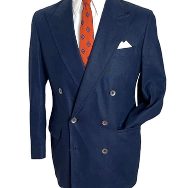 Vintage 1980s GANT Cotton & Linen Double-Breasted Blazer ~ 36 S ~ jacket / sport coat ~ Ivy / Preppy / Trad ~ Spring / Summer ~ Hopsack 