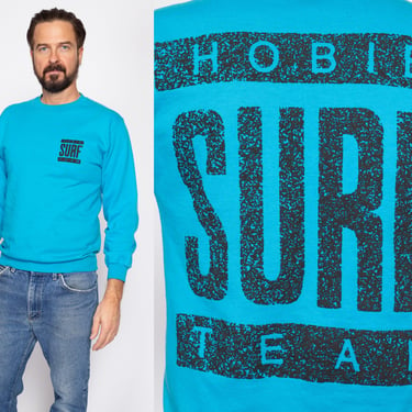Medium 80s Hobie Surf Team Sweatshirt | Vintage Bright Blue Surfer Skater Graphic Crewneck 