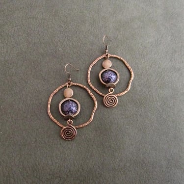 Brutalist copper hoop earrings 