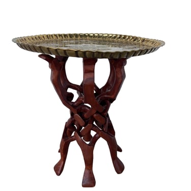 Brass Top Table with African Wood Camel Base 