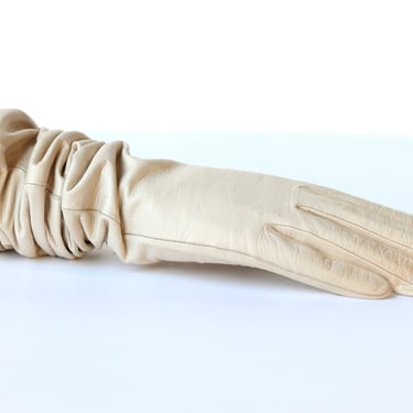 1950s Opera Length Kid Leather Gloves Made in France - Lionel Le Grand for I. Magnin Vintage Bridal Gloves - Size 6 