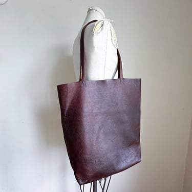 Vintage Brown Leather Tote Bag 