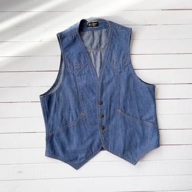 denim jean vest | 70s vintage Carwood southwestern cowboy western wear boho hippie vest 