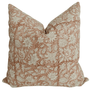 Rose Bud Block Print Pillow Cover