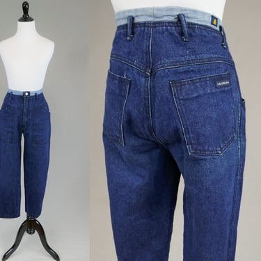 80s Lizwear Jeans - 29 waist - Two Tone Blue Jeans Denim Pants - Liz Claiborne - Vintage 1980s - 25" inseam Hemmed Short 