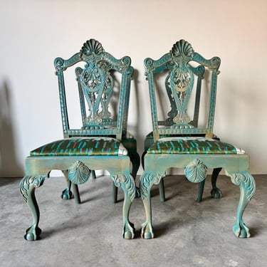 Vintage Palm Beach Rococo-Style Carved Wood Dining Chairs - Set Of 4 
