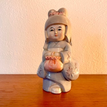 Vintage 1980s Ceramic Japanese Girl Figurine 