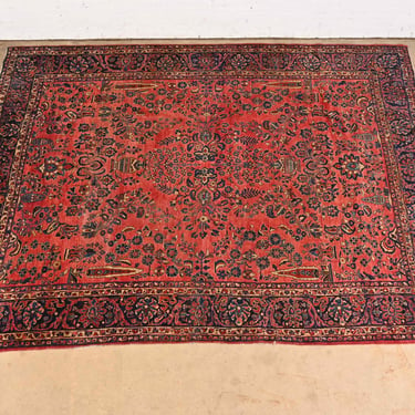 Antique Hand-Knotted Persian Sarouk Room Size Rug, Circa 1920s