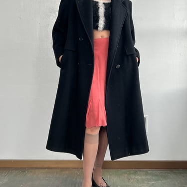 Double Breasted Black Wool Coat (L)
