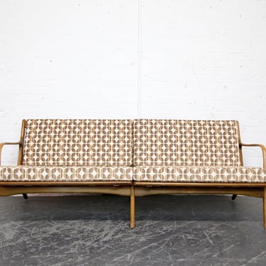 Vintage MCM Scandinavian 70's Beech bentwood sculptural wood frame sofa, Denmark | Free delivery in NYC and Hudson Valley areas 