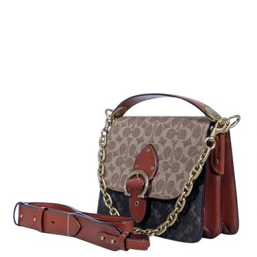 Coach - Tan & Brown Multi Print Coated Canvas Crossbody Bag