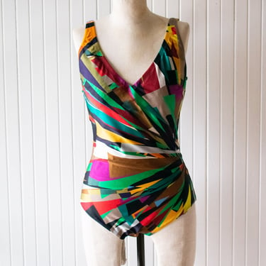 Vintage 1980s Gottex Abstract Bathing Suit Large
