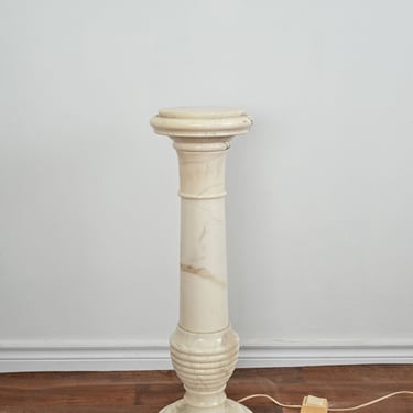 vintage french illuminated marble column lamp