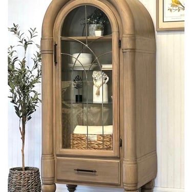 Gorgeous Rustic Arched Glass Cabinet Curio Entertainment Cabinet 