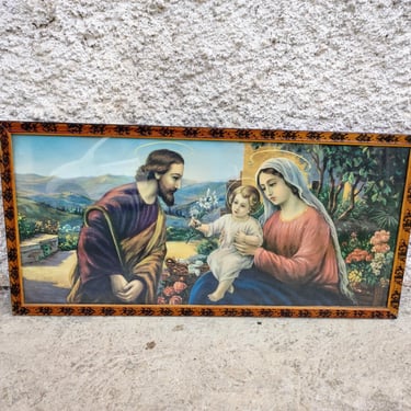 Vintage Picture of Holy Family / Catholic Art Print / Vintage Framed Picture /Home Decor / Wall Framed Picture Holy Family /Wall Decor 