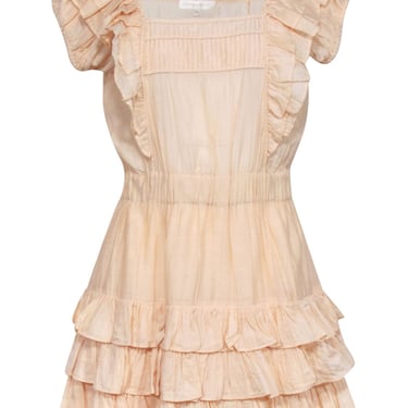 LoveShackFancy - Pale Orange Cotton & Silk Blend Ruffled Mini Dress Sz S