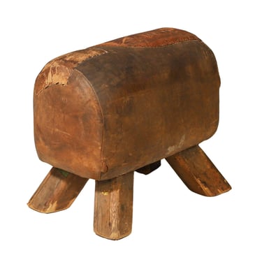 Vintage Leather Gymnastics Stool | 1930s, Czechoslovakia 