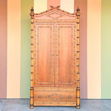 Handsome Faux Bamboo Armoire