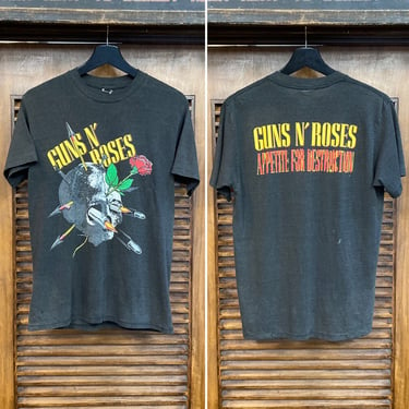 Vintage 1980’s Original “Guns n’ Roses” GNR Rock Band Appetite For Destruction Two-Sided T-Shirt, 80’s Tee Shirt, Vintage Clothing 