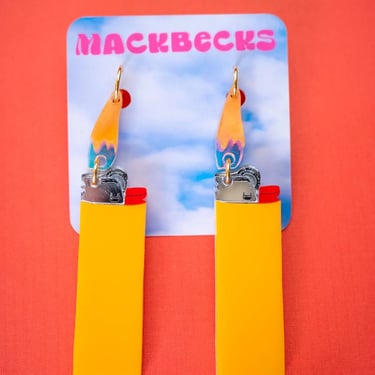 Mackbecks Lighter Earrings Orange