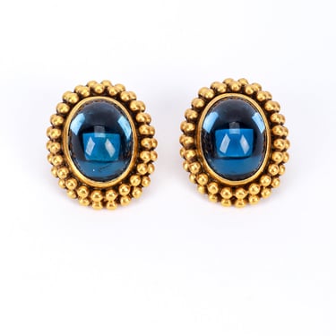 Oval Cabochon Button Earrings