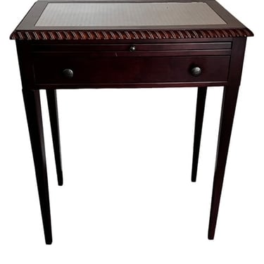 Cane + Glass Top End Table w/Drawer & Pull out Writing Desk TR260-6