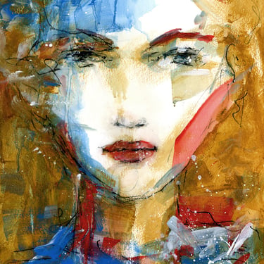 Expressive Portrait of a Woman - Female Fine Art Painting - Contemporary Style - One of a Kind - Expressionist Art - 12x16 - Ready to Frame 