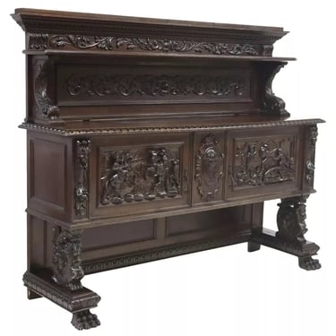 Antique Sideboard, Italian Renaissance Revival, Carved, Walnut, Early 1900s!!