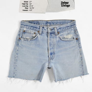 Vintage Levi's 501 Jean Shorts W30 Tag, 27 Waist, 1980s Made in USA, 100% Cotton Denim, Button Fly Cut-offs 