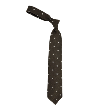 GEOFF NICHOLSON BROWN/BEIGE SILK TIE