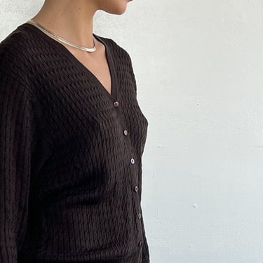 Cocoa Silk Cableknit Cardi (L)