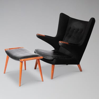 Hans Wegner Papa Bear Chair and Ottoman Model AP19 by A.P. Stolen for Custom Restoration - Mid Century Danish Modern Furniture 