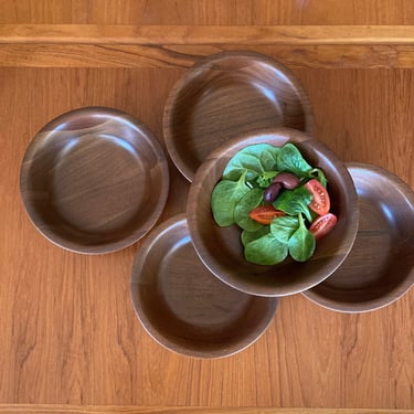 Set 6 walnut salad bowls - vintage wooden bowls Ozark Mo 