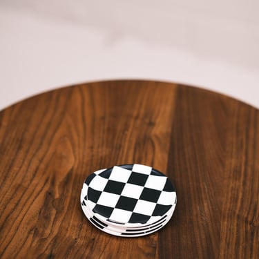 black checker coaster set of 4