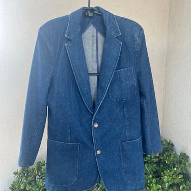 Vintage men’s blue denim blazer jacket Medium by James River Traders 