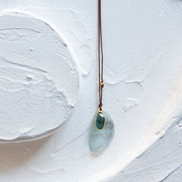18k Gold, Aquamarine and Sapphire Necklace