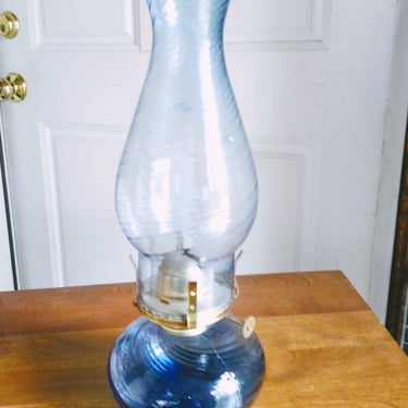 VINTAGE Blue Oil Lamp, Victorian Decor, Home Decor 