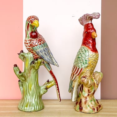 Pair of Chinoiserie Chic Parrots