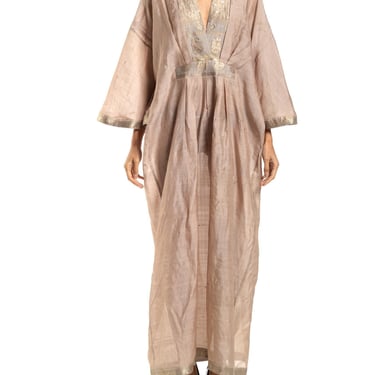 Morphew Collection Dusty Pink Silk Kaftan Made From Vintage Sari 