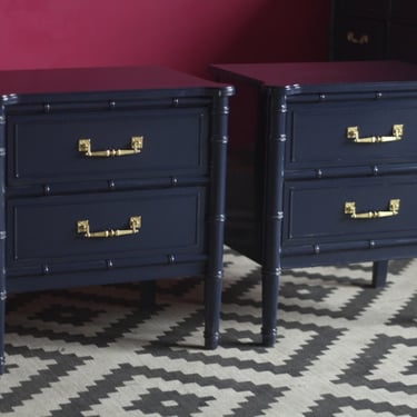 Pair of Henry Link Bali Hai Nightstands+ Custom Lacquered 