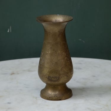 Vintage Brass Etched Vase