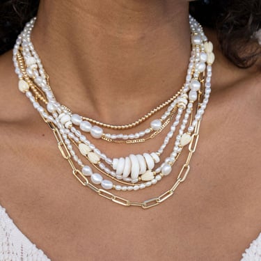 Gold and White Pearl Bead Necklace, Pearl and Gold Necklace, White Pearl Necklace, Pearl Gold Filled Necklace,Beaded Necklace,Hawaii,kealoha 