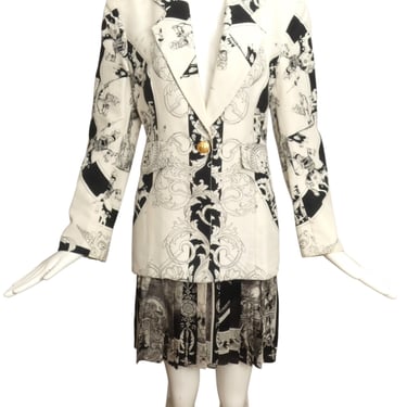 1980s Rayon Print Skirt Suit, Size 4