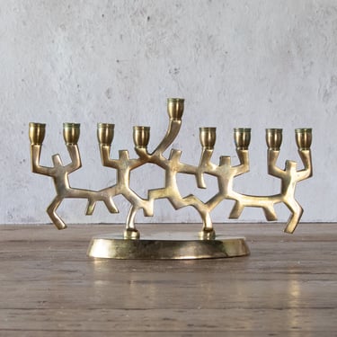 Vintage Brass Menorah, Religious Candle Holder 